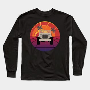 Retro Sunrise Jeep - Tan Long Sleeve T-Shirt